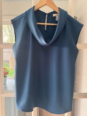 Sleeveless Cowl Neck Top - Blue Size S